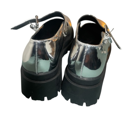 Steve Madden Davinna Silver Mary Jane Platform Shoes 7.5 Chunky Lug Sole - Picture 6 of 8